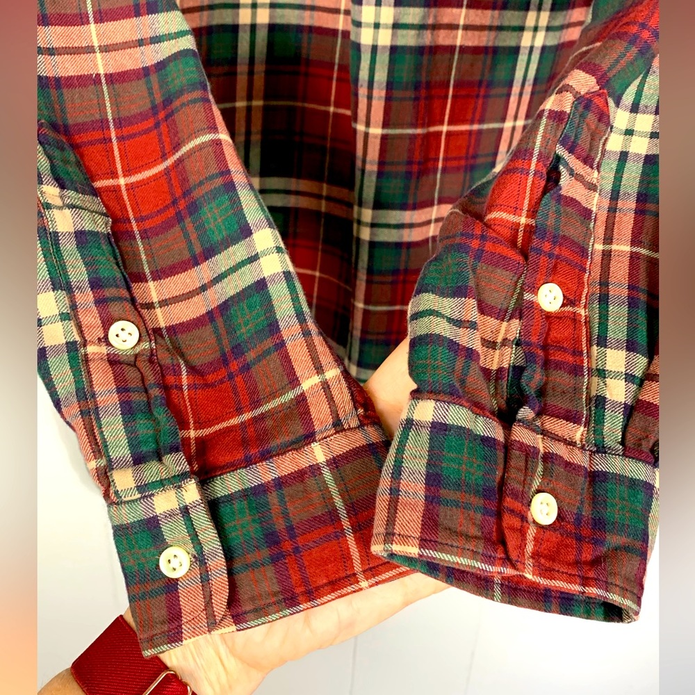 Ralph Lauren Blake 100% Cotton Red Green Plaid Shirt Button Down  - Large - Picture 3 of 6